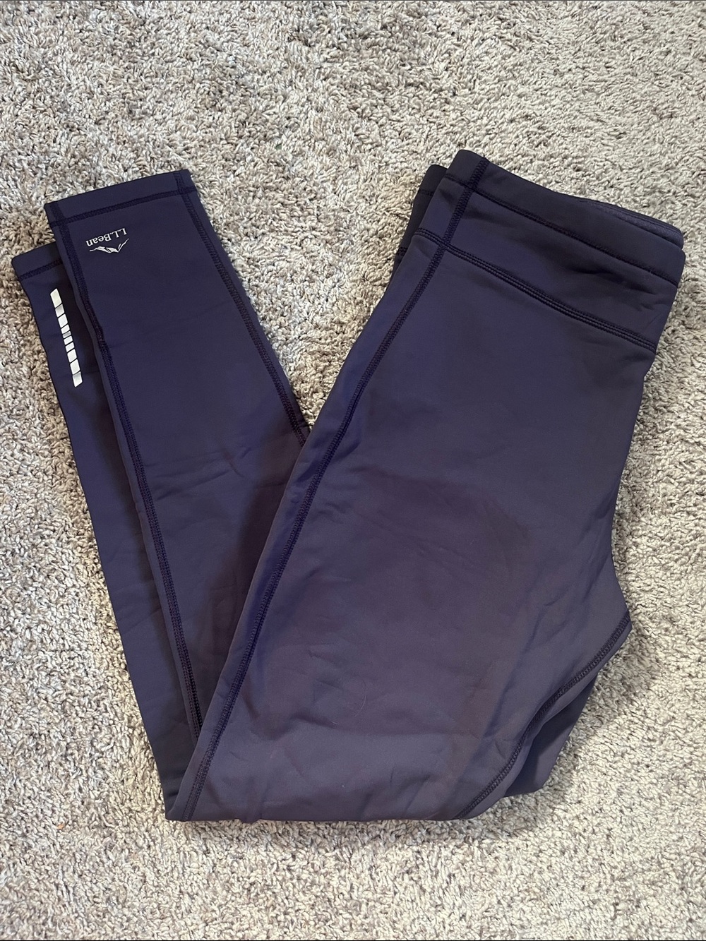 L.L. Bean PrimaLoft ThermaStretch Fleece Lined Tights Leggings in Purple